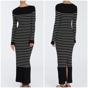 Dissh Billed Striped Black Long Sleeve Dress Size Medium